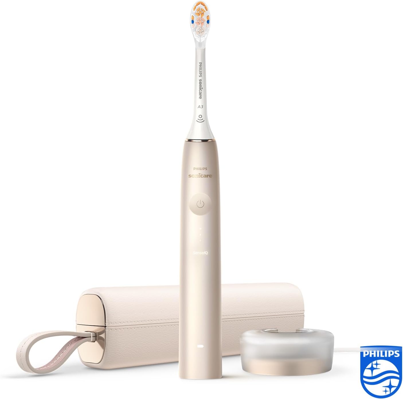 Philips Sonicare Electric Toothbrush Prestige 9900 Champagne with USB Charging Case & SenseIQ (Model: HX9992/11)