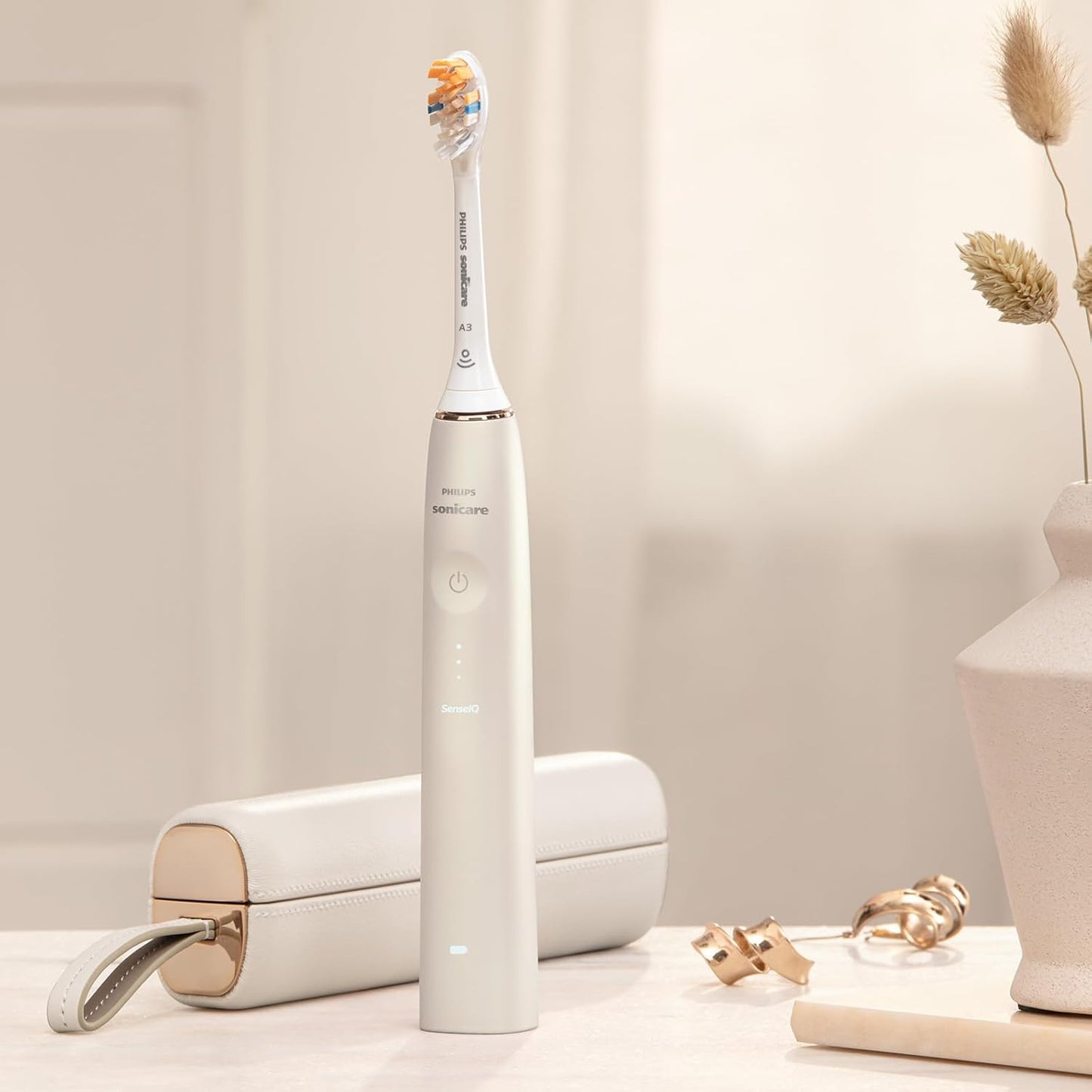 Philips Sonicare Electric Toothbrush Prestige 9900 Champagne with USB Charging Case & SenseIQ (Model: HX9992/11)