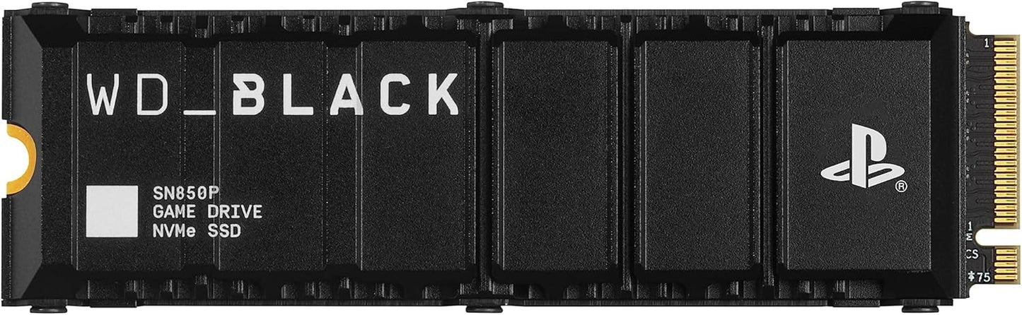 WD_BLACK SN850P 2TB PS5 SSD - Officially licensed for Playstation PS5 consoles, PS5 expansion card, Speeds up to 7300 MB/s, M.2 2280 PCIe NVMe, Exclusive Heatsink Design, Internal gaming SSD, Black