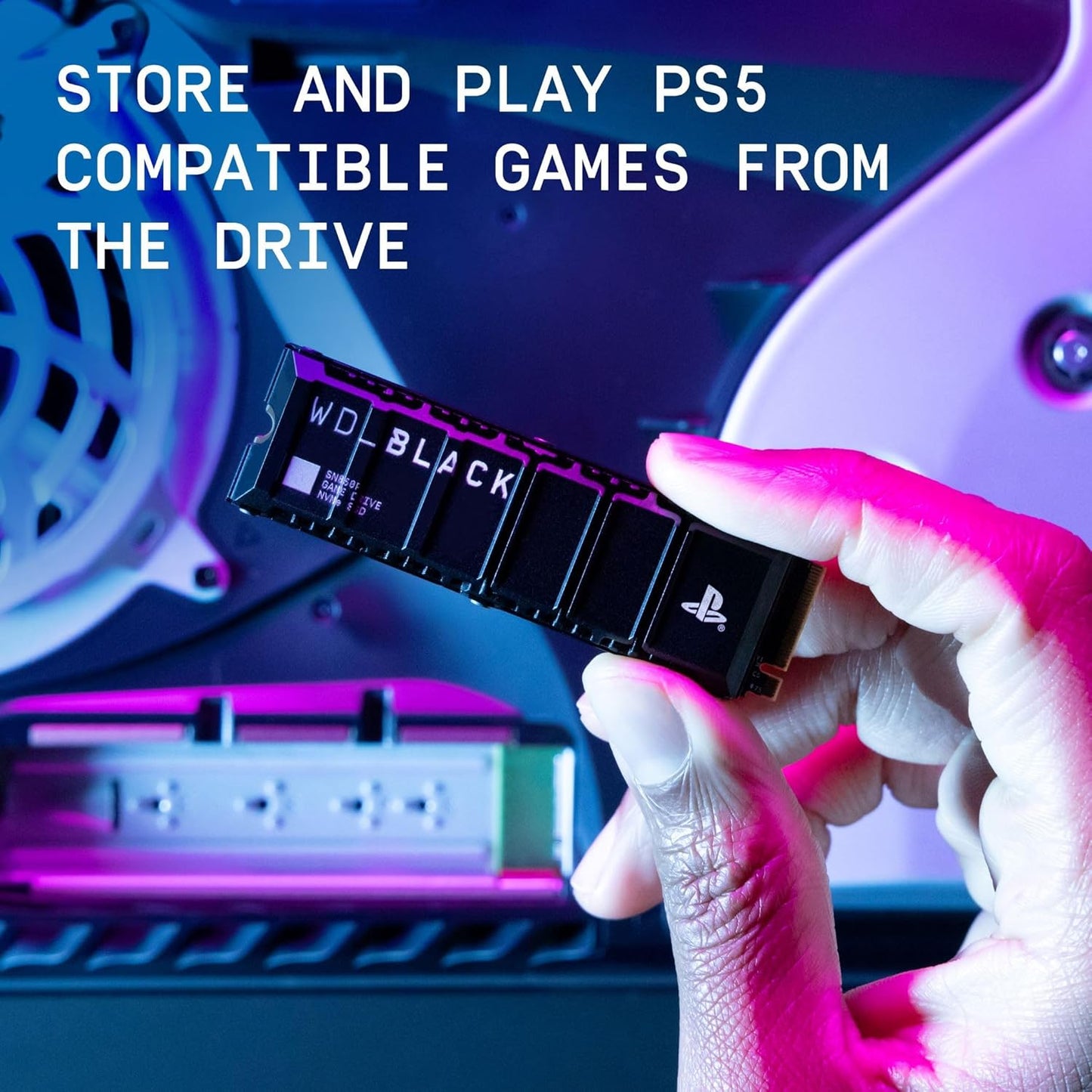 WD_BLACK SN850P 2TB PS5 SSD - Officially licensed for Playstation PS5 consoles, PS5 expansion card, Speeds up to 7300 MB/s, M.2 2280 PCIe NVMe, Exclusive Heatsink Design, Internal gaming SSD, Black