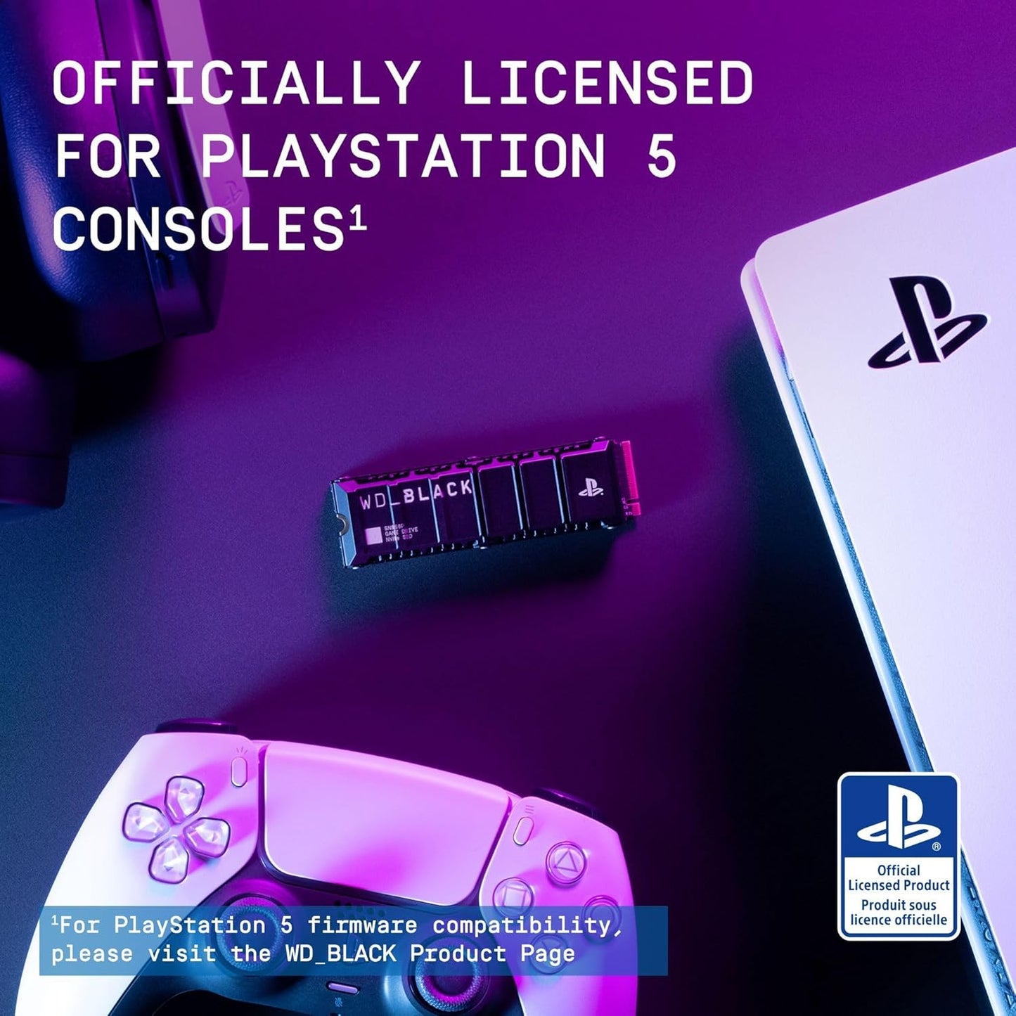 WD_BLACK SN850P 2TB PS5 SSD - Officially licensed for Playstation PS5 consoles, PS5 expansion card, Speeds up to 7300 MB/s, M.2 2280 PCIe NVMe, Exclusive Heatsink Design, Internal gaming SSD, Black