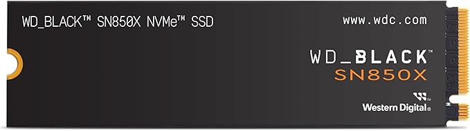 WD_BLACK SN850X 4TB NVMe M.2 SSD, M.2 2280 NVMe SSD, Gaming Expansion SSD, PCIe Gen4 NVMe, High Performance Internal SSD, Read speeds up to 7300 MB/s, Write speeds up to 6,600 MB/s, Black