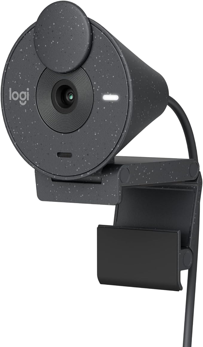 Logitech Brio 300 Full HD Webcam with Privacy Screen, Noise Cancelling Microphone, USB-C, Certified for Zoom, Microsoft Teams, Google Meet, Streaming, Automatic Light Correction - Graphite