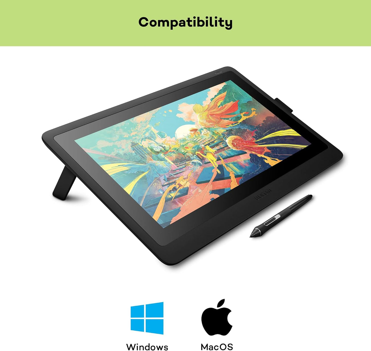 Wacom Cintiq 16 Graphics Tablet with Screen for Digital Drawing, Wacom Pen Pro 2, Full HD 1920 x 1080, Black [Energy Efficiency Class E]